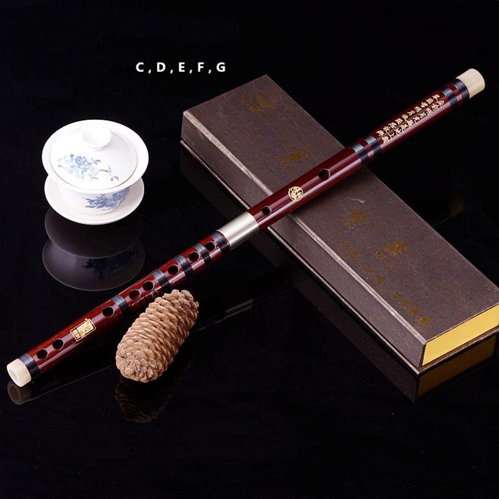 Dizi Chinese Bamboo Transverse Flau Fife - C d e f g Tune refinada Professional Performance Mahogany Flaute Red Rosewood Flauta(G)