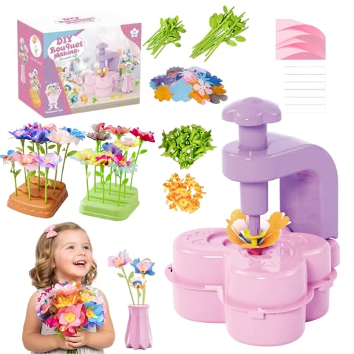 Rzysurt Fabric Flower Bouquets Toys,DIY Flowers Craft Kit for Girls Ages 3 4 5 6 7 8,Build Your Flowers Bouquet,Preschool Learning and Birthday Gifts (Flower Kit)