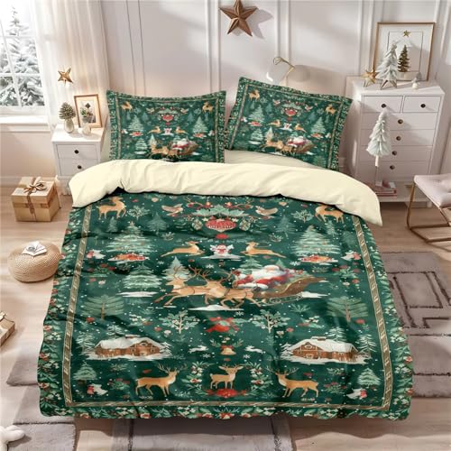 Housse de couette de Noël festive verte pour chambre chalet hivernale - 2