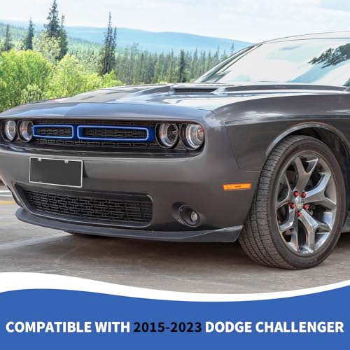 Image of RAZPOY Front Grille Inserts Grill Guard Compatible with 2015-2024 Dodge Challenger Exterior Accessories, Blue