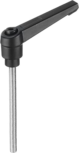 Miniatura 213 de uxcell Palanca de sujeción ajustable M8 x 1.181 in métrica 304 acero inoxidable macho roscado perillas de mano con botón de trinquete giratorio