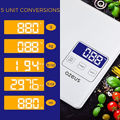 Azeus Food Scale With Usb Rechargeable, Digital Kitchen Scale With 6 Units, High Precision To 0.04 Oz /11Lbs Capacity, Weight Range From 3G-5000G #TOP1
