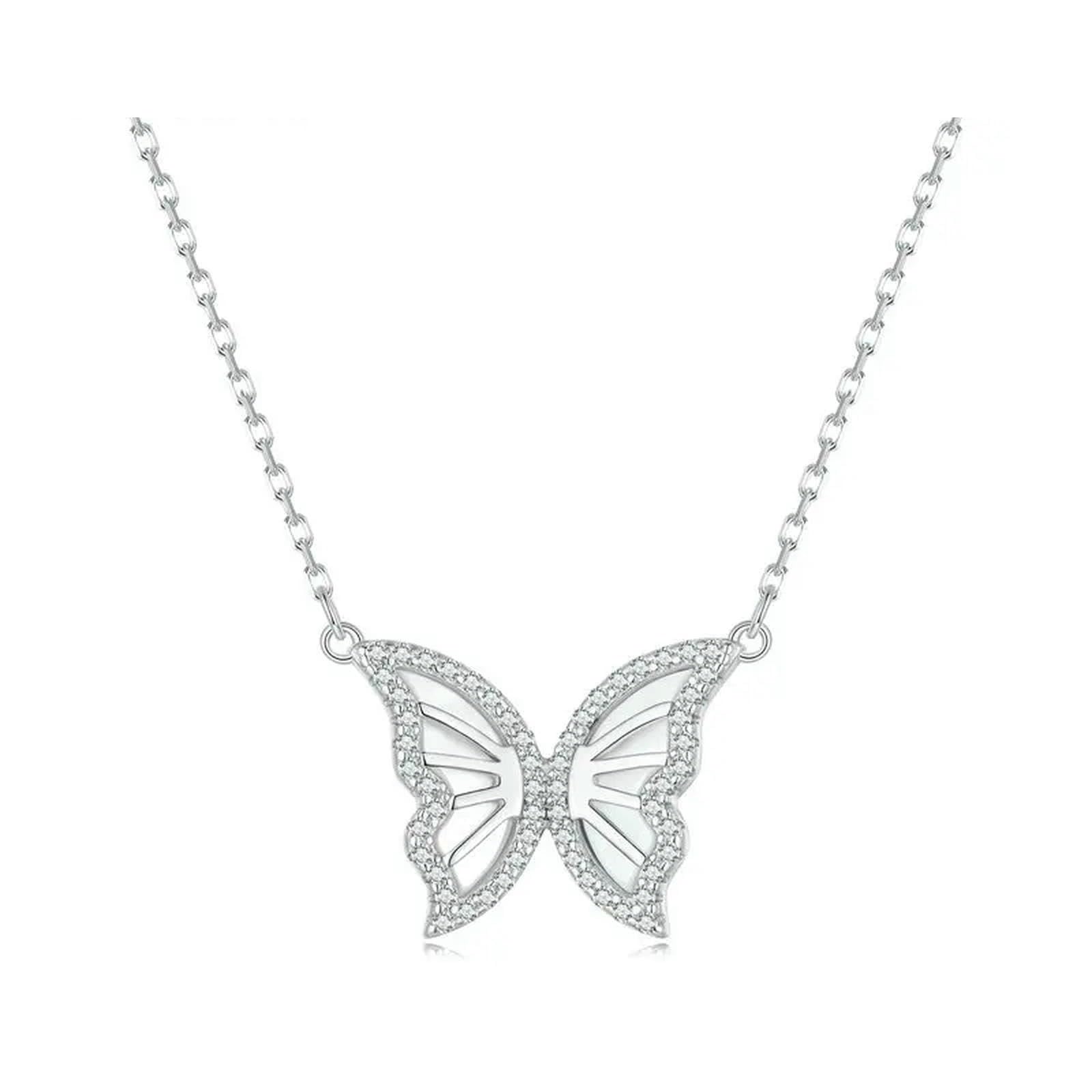 Collana Con Ciondolo A Farfalla In Argento Sterling 925 Per Donna, Regalo Di Compleanno E Natale, Con Incastonatura A Pavé Di Zirconi Cubici, Gioielleria Raffinata