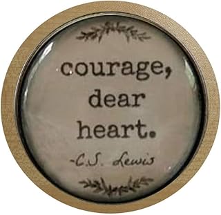 Handmade Handcrafted C.S. Lewis Quote, Courage Dear Heart, Glass Dome Bible Quote Christian Insect Art,Banned Fridge Magnet, decoratived Magnet, White Board magent