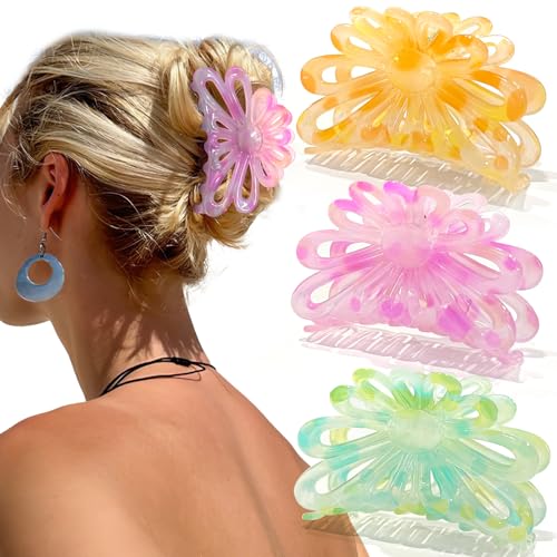 Pinzas de cabello florales GQLV pack 3 piezas multicolor miniatura 1