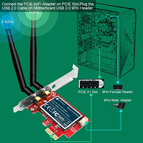 Tarjeta WiFi PCIE Wireless AC Dual Band 600Mbps FS-AC60SE para Windows XP, 7, 8.x, 10, 11 miniatura 5