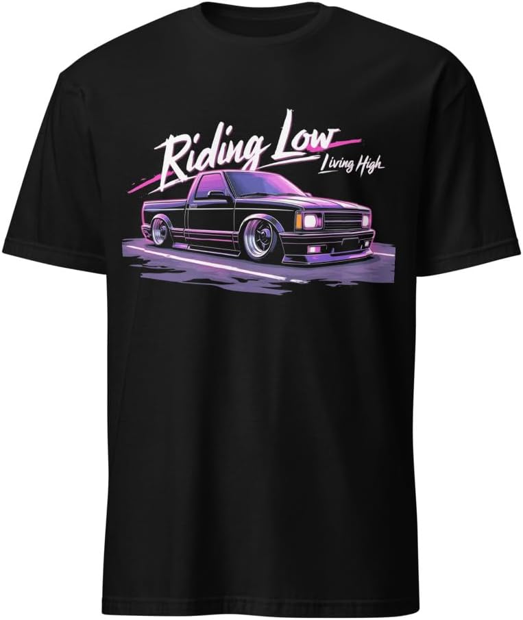 Slammed Chevy S10 Lowrider Truck Graphic T-Shirt | Car Enthusiast Gift Black