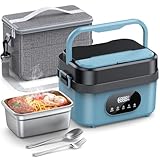 Cordless Electric Lunch Box for Adults, Rechargeable Portable Self-Heating Lunch Box Food Warmer, 1.5L Container for Outdoor, Work, Office, Camping, Travel(Blue＆Black)