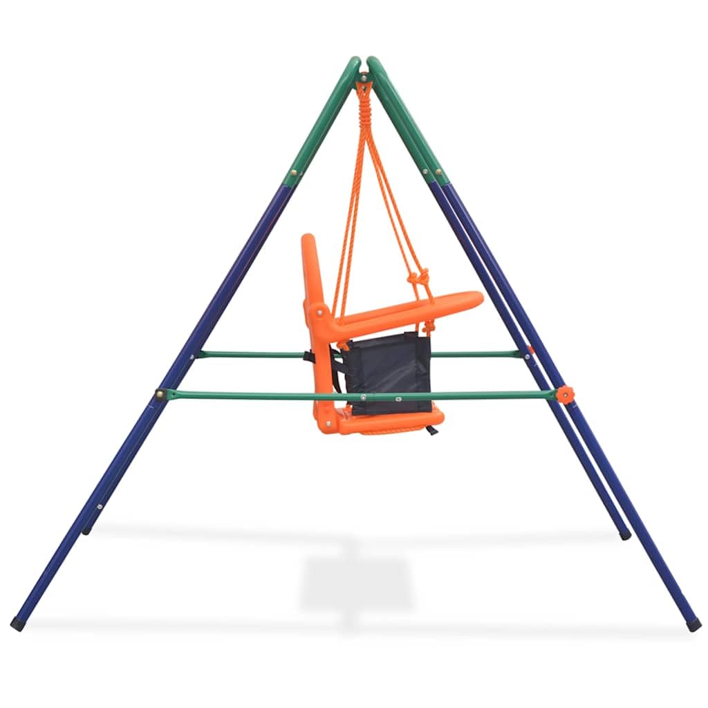 Kleinkinder-Schaukelset mit Sicherheitsgeschirr Orange für Garten, Outdoor, wetterbeständig, stabiles Gestell, ergonomischer Sitz, für Kinder 6-36 Monate, inkl. Montageset, langlebig