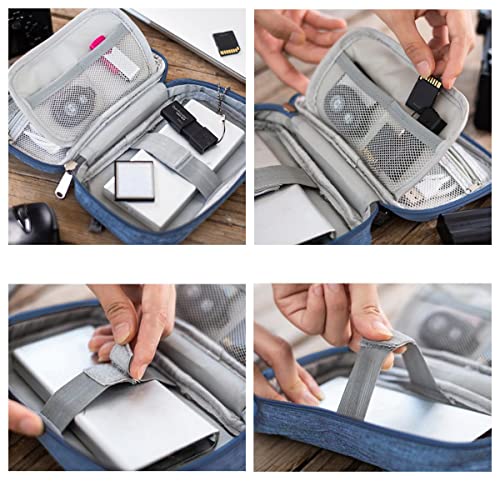 CRSUSUKJ Bolsa Cables de Viaje Organizador Accesorios para Tableta,Bolsa organizadora de Accesorios electrónicos,Organizador Cables Viaje, Bolsa Universal Pequeño para Cables (Azul Oscuro) - imagen 4