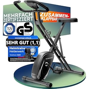 HELDENWERK Heimtrainer fahrrad Klappbar Set-extra bequem & leise- [FlexiFoam] bis 150KG Belastbar Ergometer fahrrad, Hometrainer, Ergometer Heimtrainer Senioren, Fitnessbikes, home trainer