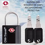 OW-Travel TSA Kłódka z Kluczykiem ​(Zestaw 2 Czarnych) Zamki Bagażowe na Klucz. Wytrzymałe Kłódki Bagażowe z Zamkiem na Klucz do Bagażu, Torby, Walizki, Plecaka, Szafki na Siłowni