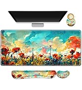 ARTSO Gaming Mouse Pad Wrist Support Set, XXL Large Desk Mat Mousepad + Keyboard Wrist Support+ M...