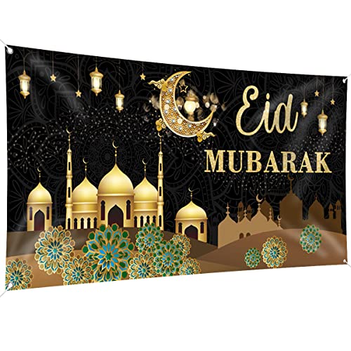 NSXIN Ramadan, striscione musulmana, juta ramadan kareem striscione Eid Mubarak decorazione con stella glitter luna Eid Mubarak, accessorio per feste