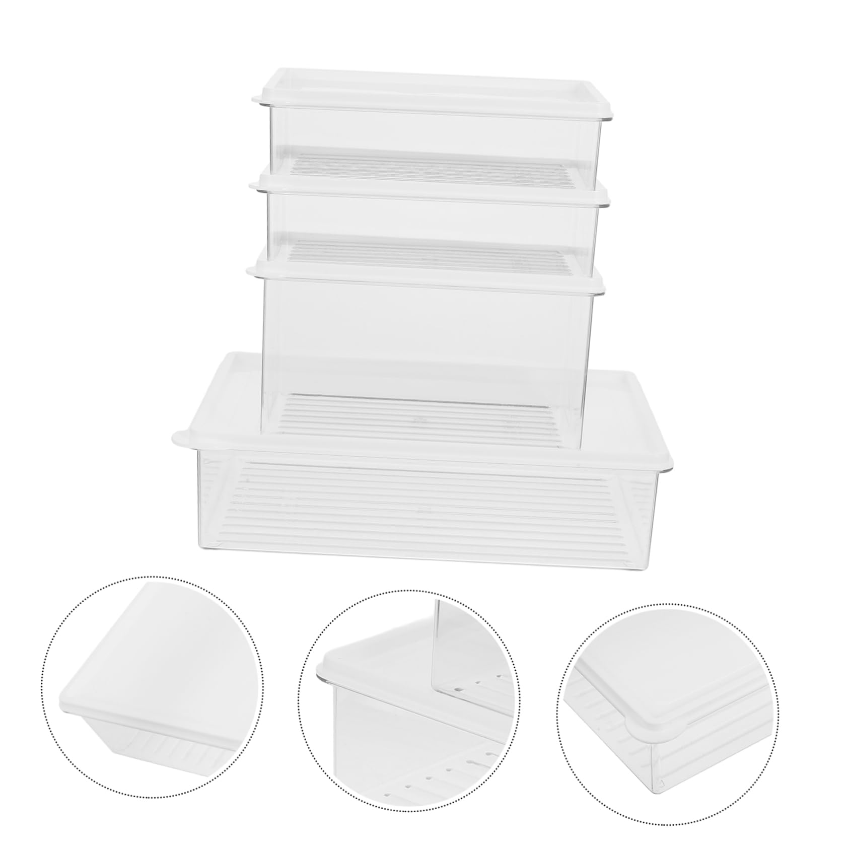 COLLBATH 4stücke Kühlschrankbehälter Stapelbar Transparent Kunststoffboxen Für Lebensmittel Gefrierbehälter Aufbewahrungskorb Für Obst Und Gemüse Fresh Storage Organizer Für