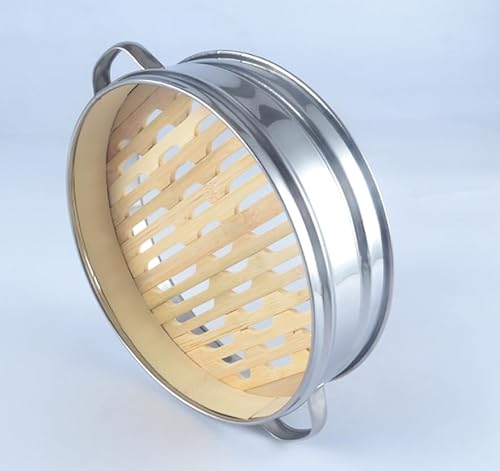 ANSNOW Bamboo Steamer Basket, Kitchen Steaming Basket with Stainless Steel Banding,Ng, Durable and Reinforced Bamboo Steamer Cooking Pan for Sim Sum Dumplings, Vegetables, Rice, Meat, Fish/1 Layers - Image 4