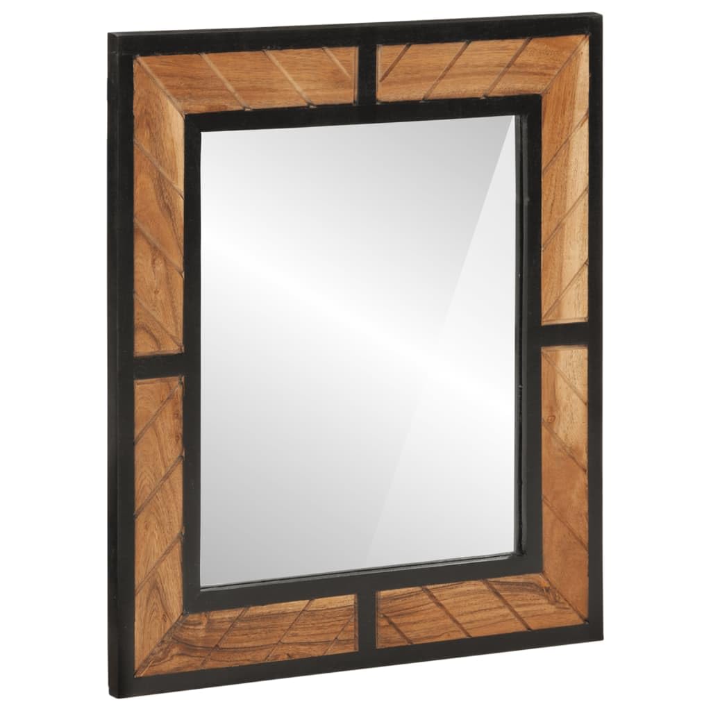 Set da bagno in ferro e legno massello di acacia, mobiletto sottolavabo con specchio, mobile da bagno con vano portaoggetti, salvaspazio per WC e lavanderia, 2 pezzi
