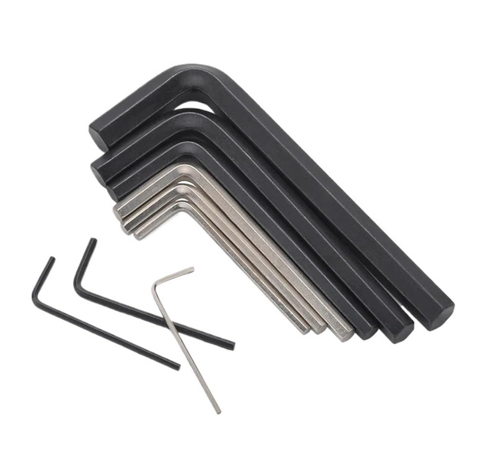 Chiave esagonale 0,7/0,9/1,27/1,5/2/2,5/3/4/5/6/8/10/12-17 mm argento/nero Mini set di chiavi a brugola esagonali a forma di L Chiave a impugnatura a L for bicicletta(Nickel plated,M17-1pcs)