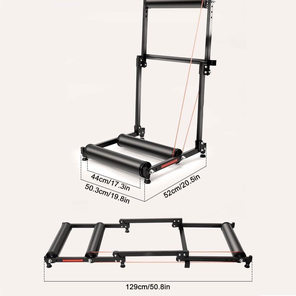 Adjustble Bike Trainers, Bike Rollers Adjustable Bike Trainer Stand, Home Bicycle Folding Rollers, Foldable Indoor Cycling Bicycle Roller for 24""-29"" Mountain Bike and 700C Road Bike