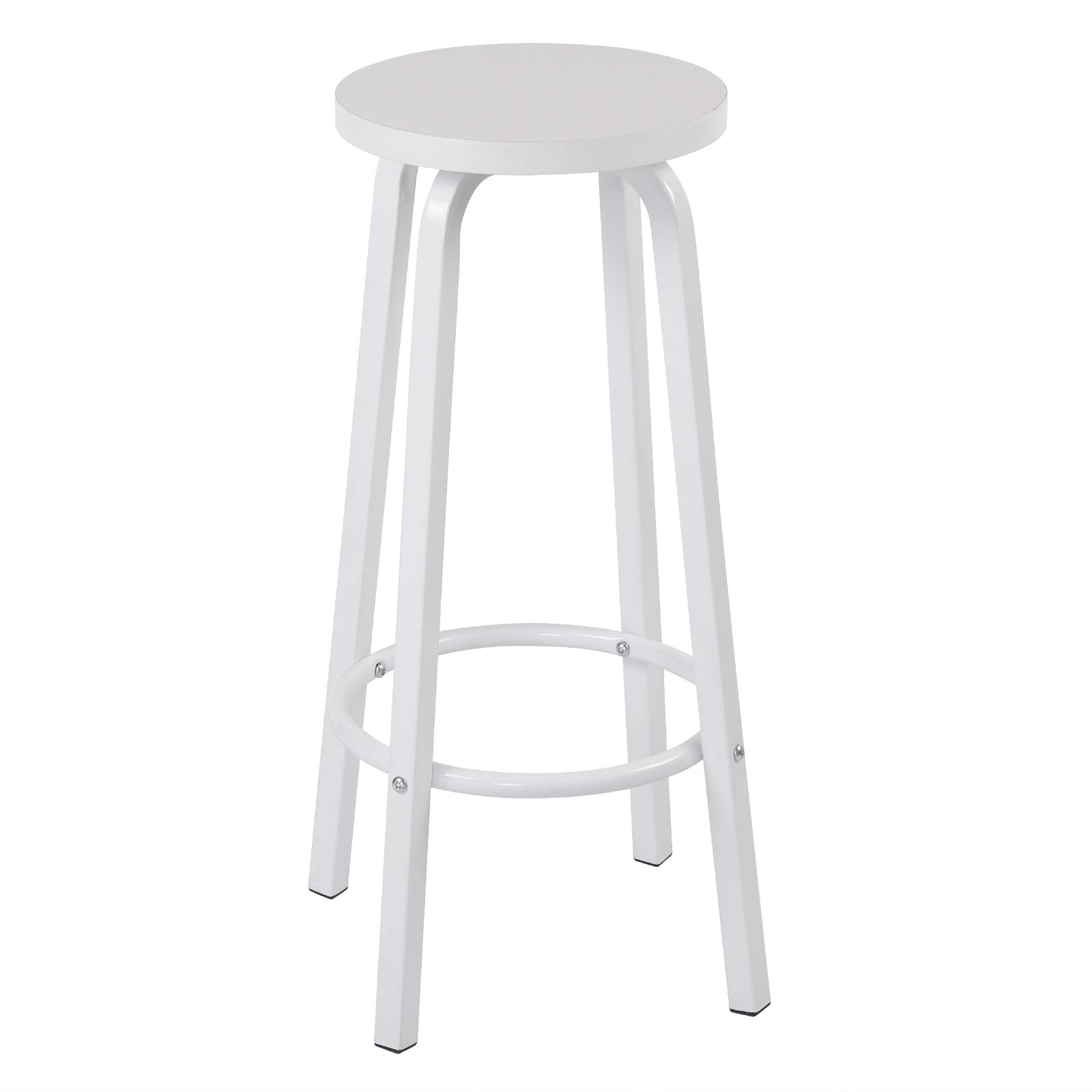WOLTU Sgabelli da Bar Set di 4, Sgabello Alti 72cm con Poggiapiedi Seduta Tonda Alta Sedia per Cucina Ristorante in Acciaio e Legno Bianco