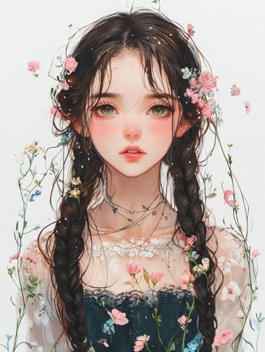 Broderie diamant kit complet à offrir motif fille de dessin animé pour projet manuel 40x50