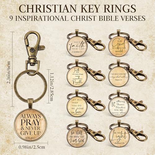 Image of Fumete Christian Keychain Bulk Bible Verse Religious Key Chains Scripture Quote Positive Gift for Women Men Church Pastor
