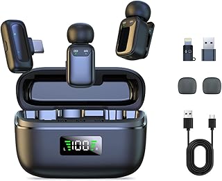 Wireless Lavalier Microphone for iPhone – iPad, Mini Microphone for Live Streaming, Video Recording, Android Phone Compute…