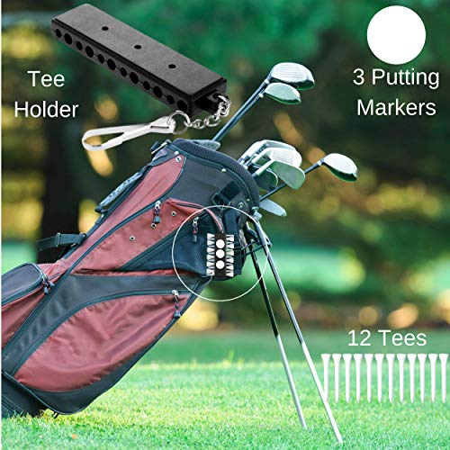 RE GOODS Golf Accessories Kit - Includes Towel, Ball Holder, Brush, Divot Repair Tool, 2 Ball Alignment Stencil, Tee Holder, Putting Marker, 4 Permanent Markers, Pencil