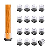 Silicone Chair Leg Floor Protectors for Carpet, Small Slider Chair Leg Caps for Tiled Floors, Glide Furniture Leg Feet Cover Protect Carpeted Floor, 16 Pieces (Round - Clear, Fit: 0.75-1.1")