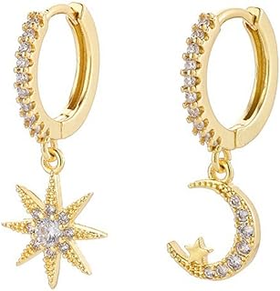 Simpleasure Delicate Metal Geometric Triangle Evil Eye Charm Dangle Drop Small Huggie Hoop Earrings for Women Girls Cute Tiny Cartilage Fashion Dainty Jewelry Gifts, Metal, Cubic Zirconia