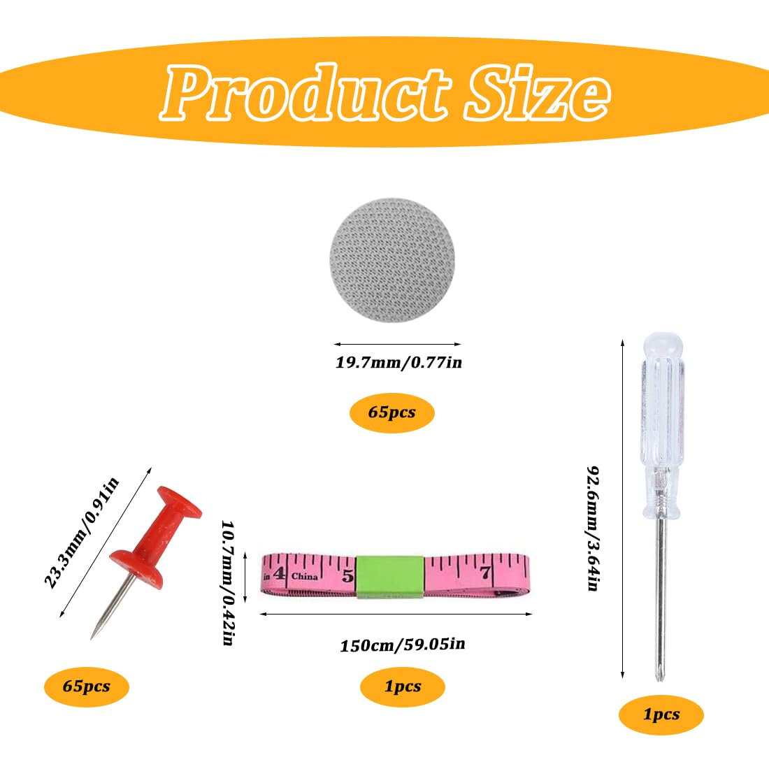Kit Riparazione Cielo Auto, 65 Rivetti per Riparazione Tetto Auto + 65 Puntine Colorate+1 Cacciaviti+ 1 Metro a Nastro, Ripara Cielo Auto Set Riparazione Cielo Auto(grigio)