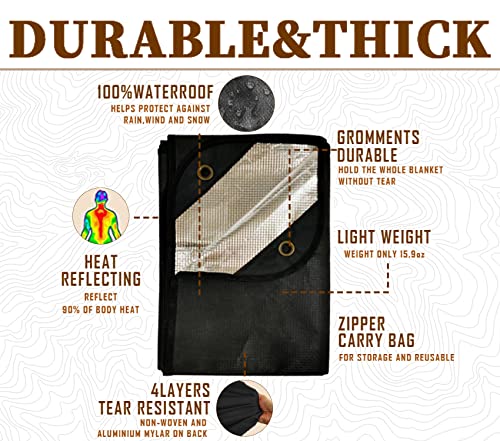Heavy Duty Survival Blanket -Multifunctional Reflective Tarp Thermal Blanket - 60" x 83" Waterproof Sandproof for Camping Hiking Outdoors Multifunctional Emergency Blanket… - Image 4