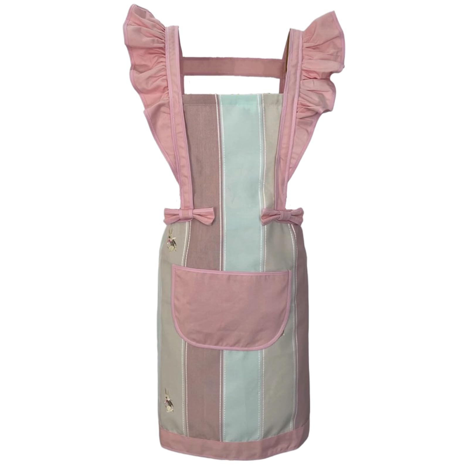 Bawełniany Fartuch Retro Dla Kobiet Z Kieszeniami Damski Fartuch Do Kwiaciarni, Kawiarni I KuchniPink,One Size