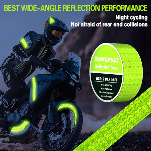 Image of Reflective Tape 2 inch x40ft Fluorescent Green, DOT-C2 Waterproof Reflective Stickers & Reflector Tape with Strong Adhesive for Trucks, Trailers, Motorcycles, Bikes, Outdoor Safety
