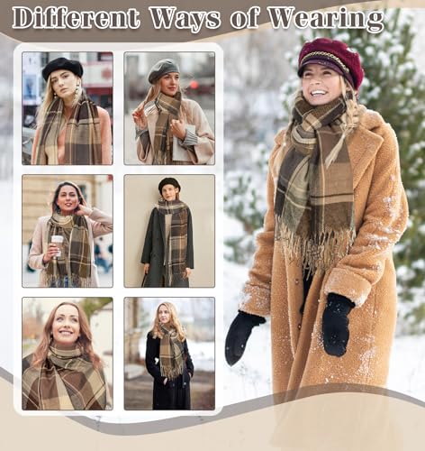 YSense Winter Scarf for Women, Fashion Long Plaid Scarves Warm Big Tartan Blanket Wrap Shawl Ladies Gifts - Thumbnail 5