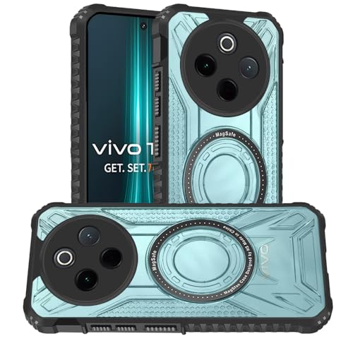 Image of AESTMO Hybrid Shockproof Back Cover Case for Vivo T4 5G / iQOO Z10 5G Compatible with MagSafe | Hard Back Case Cover for Vivo T4 5G / iQOO Z10 5G (PC & TPU, Translucent Back, Black Sides)