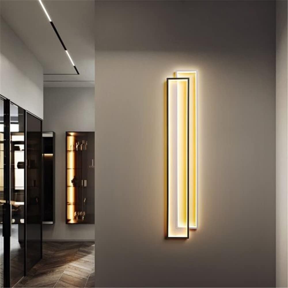 Kinkiety Prostokątny Drążek LED Kinkiet Zestaw Minimalistyczny Akrylowy Atmosfera na stolik nocny Trzeci bieg ściemniana lampa ścienna dekoracja wnętrz - czarny trzeci przełącznik ściemniany - 24