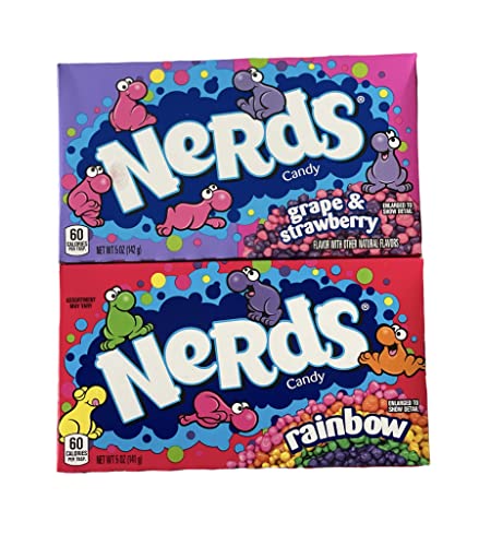 Image of Nerds candy Rainbow & Grapes-strawberry (Pack of 2 variants) Imported.