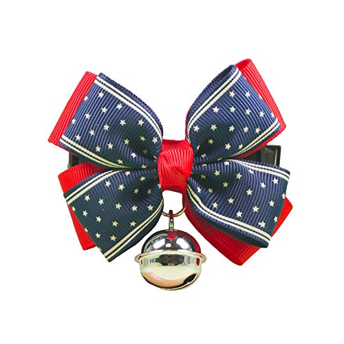 最安値 Qoobe ペット首輪 犬首輪 猫首輪 リボン スズ 鈴 おしゃれ 可愛い 首飾り 星柄 スター柄 S の価格比較