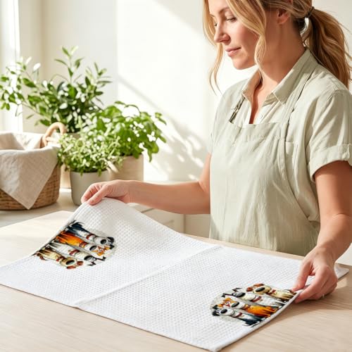 Image of 4 Pcs Cute Dog Kitchen Towels 24x14 Inch, Dogs Gifts Reusable Dish Towels for Kitchen Bathroom Decor, Waffle Weave Absorbent Hand Cloth Tea Towel, Cute Dog Lover Gifts for Women Mom Friend