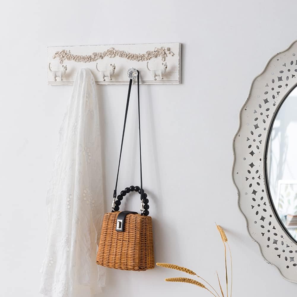 BOOMALTU French Country House Wall Rack with 5 Decorative Hooks,Vintage Wood Wall Mounted Coat Rack for Home Decor,Distressed Finish