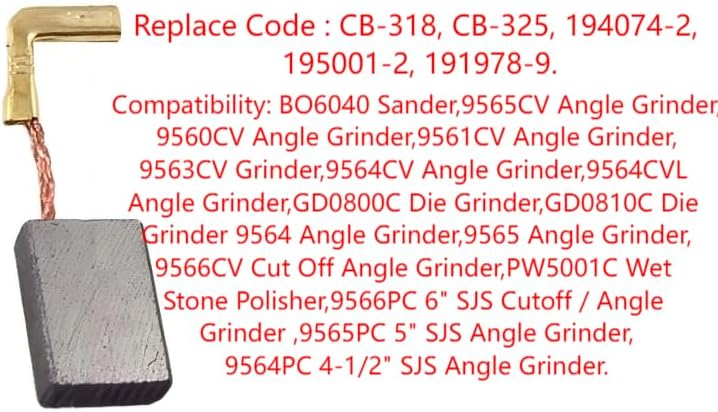 Carbon Brushes (4-Pack) Genuine Replacement for Makita Angle Grinder 9565CV 9560CV GD0600 9557 9554 9563CV 9566CV - Compatible with Models CB318 CB330 CB340 CB314 CB315