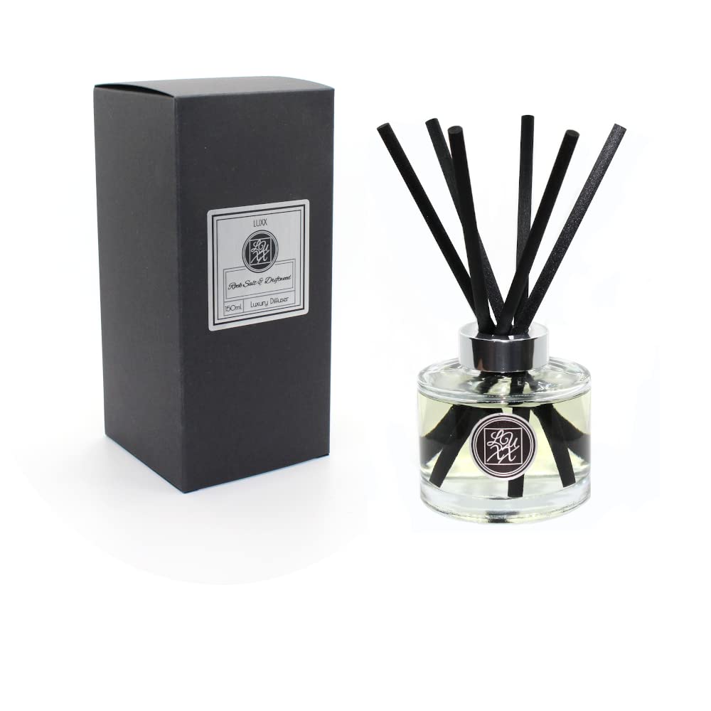 LUXX Creations - Large Fragrance Reed Diffuser 150ml (Rocksalt & Driftwood) Waterlily, Rock Salt, Driftwood, Amber, Patchouli & Musk
