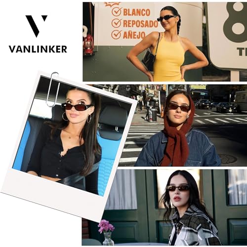 VANLINKER Trendy Small Polarized Rectangle Sunglasses for Women Men Retro 90s Shades VL97873