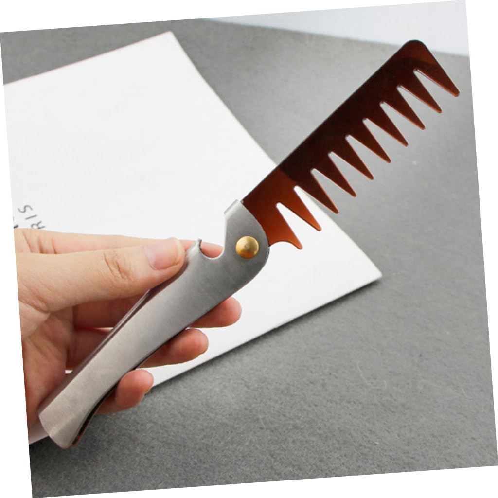 Pettine Tascabile Pieghevole in Acciaio Inox 4 Pezzi | Design Portatile, Finitura Elettroplaccata, Formato Pieghevole, per Uomo e Donna
