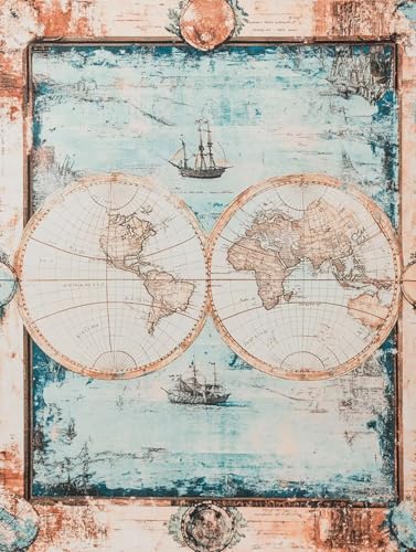 Dipingi con i Numeri Adulti Mappa, Paint by Numbers Paesaggio, Kit di Pittura Acrilica Hobby Creativi Adulti Fai-da-Te con Vernici e Pennelli per Decora la Casa, Regalo 40x50cm Senza Cornice 64-J