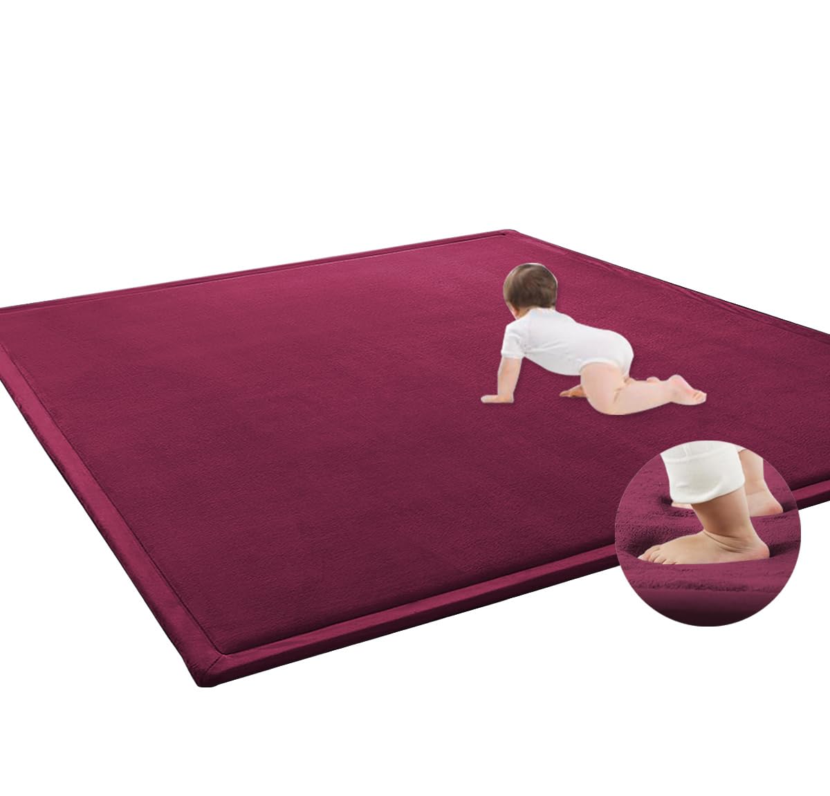 Grand tapis de jeu rouge pour tatami et yoga en famille dans le salon
