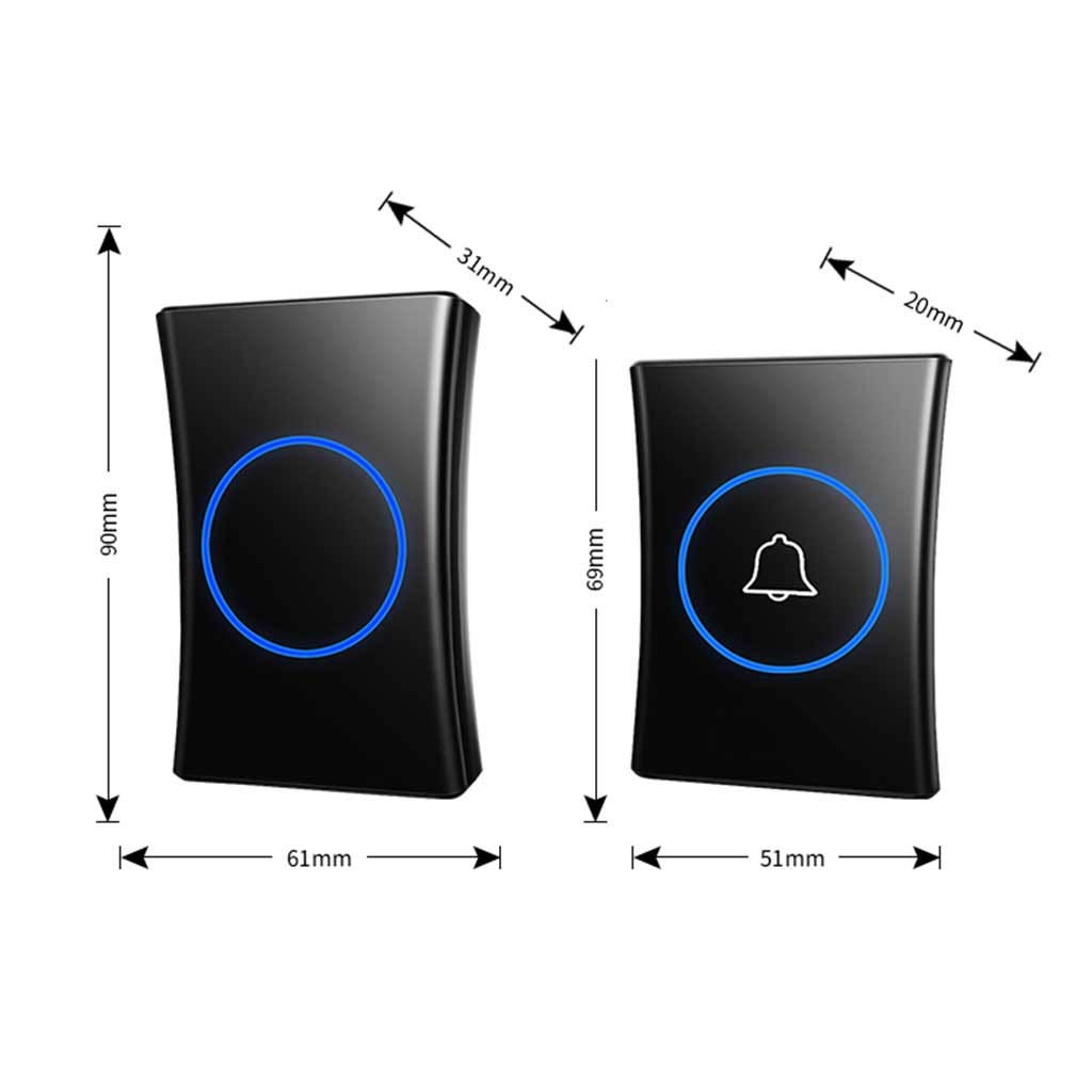 Timbres inalámbricos Timbre inalámbrico Resistente al Agua, Alcance de 300 m, 38 Tonos Llamada, 4 Niveles Volumen, Flash LED, Paquete 6, Multicolor(White)