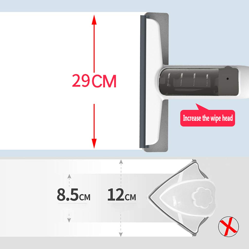 Magnetyczny środek do czyszczenia okien, spryskiwacz do szyb z rozpylaczem wody, z podkładkami z mikrofibry wielokrotnego użytku z twardego drewna, marmuru, płytek, laminatu lub ceramiki 122 cm