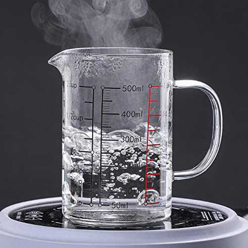 TAMUME Glass Measuring Cup with Lid, Multiple Scaling for Kitchen Use (500ml), Transparent - Image 3